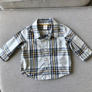 Gap plaid button down 3-6mo